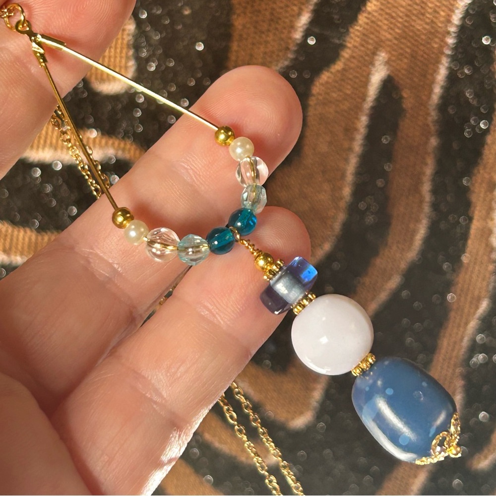 Handcrafted vintage bead changeable charm pendant on chain necklace
